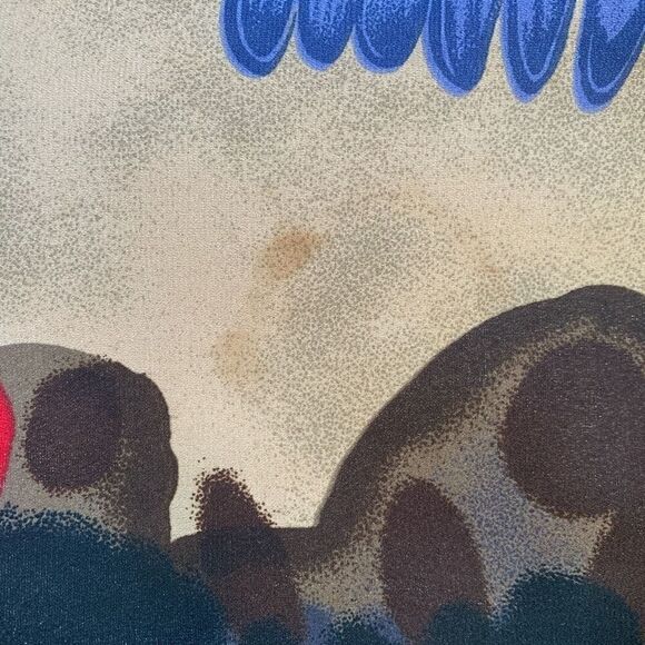 Vintage Dress Maxi Cream Red Brown Printed Abstract Art Sleeveless Scoop Neck - Picture 9 of 10